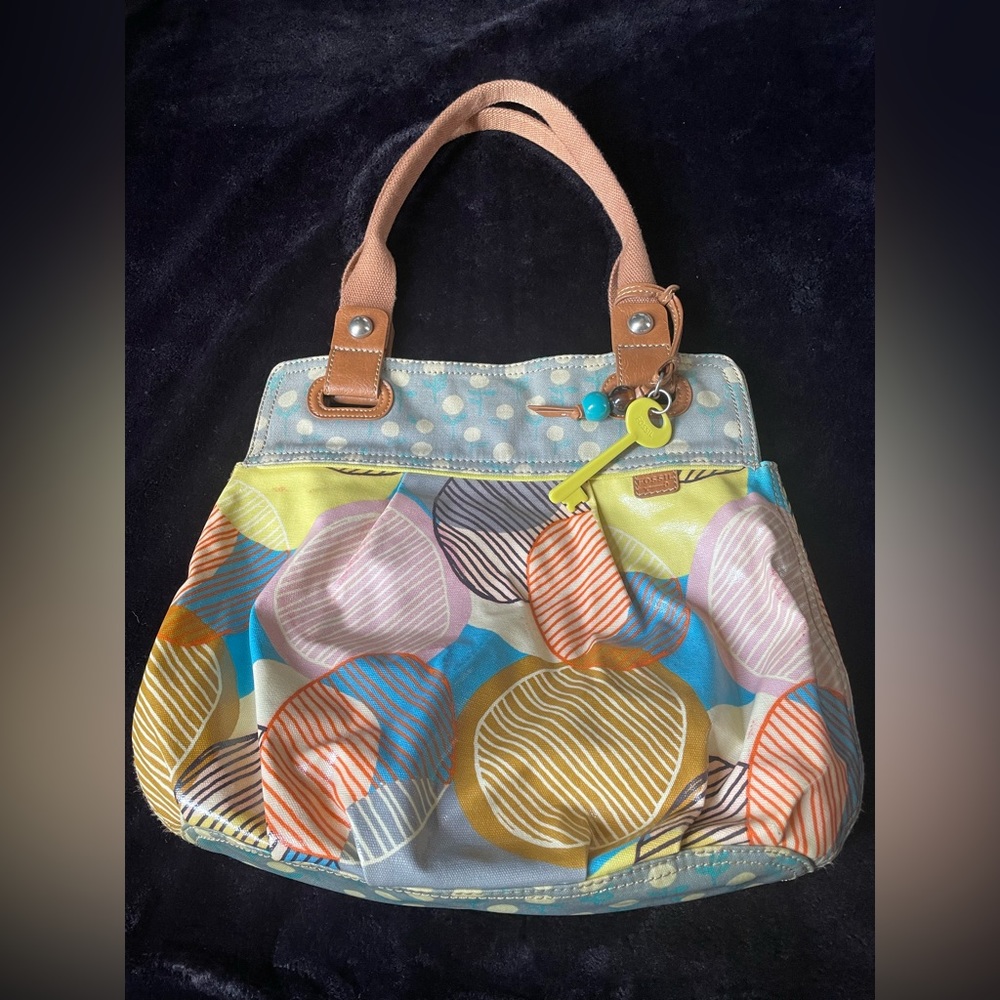 Fossil scribble modern circle print purse bag